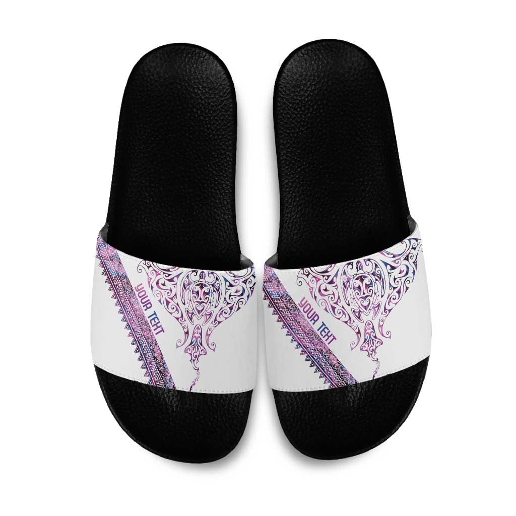 Mawhero Paua shell Kowhaiwhai Taniko Personalised Slide Sandals Manta Ray Shark-Turtle Maori Tribal Style LT9 Pink - Polynesian Pride