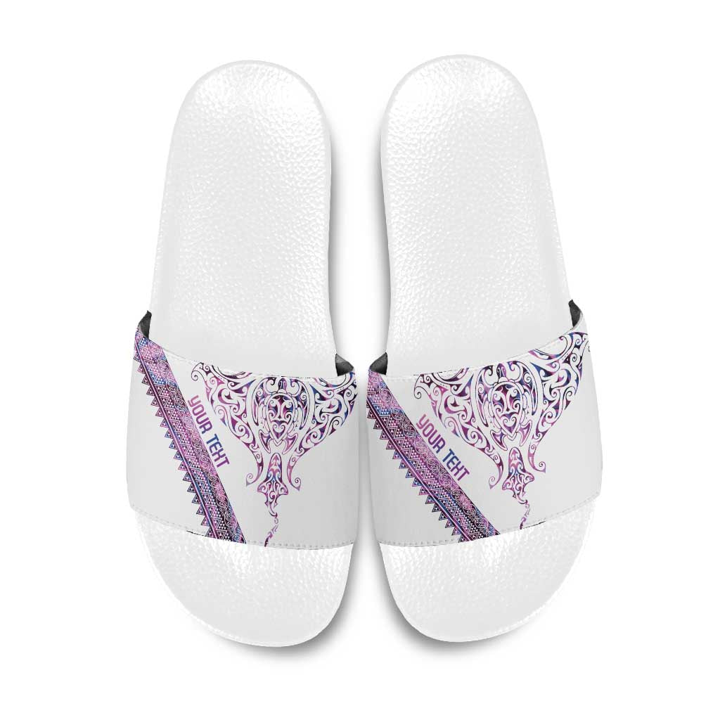 Mawhero Paua shell Kowhaiwhai Taniko Personalised Slide Sandals Manta Ray Shark-Turtle Maori Tribal Style LT9 Pink - Polynesian Pride