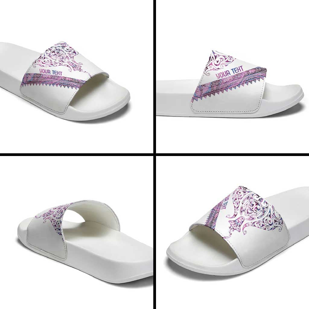 Mawhero Paua shell Kowhaiwhai Taniko Personalised Slide Sandals Manta Ray Shark-Turtle Maori Tribal Style LT9 - Polynesian Pride