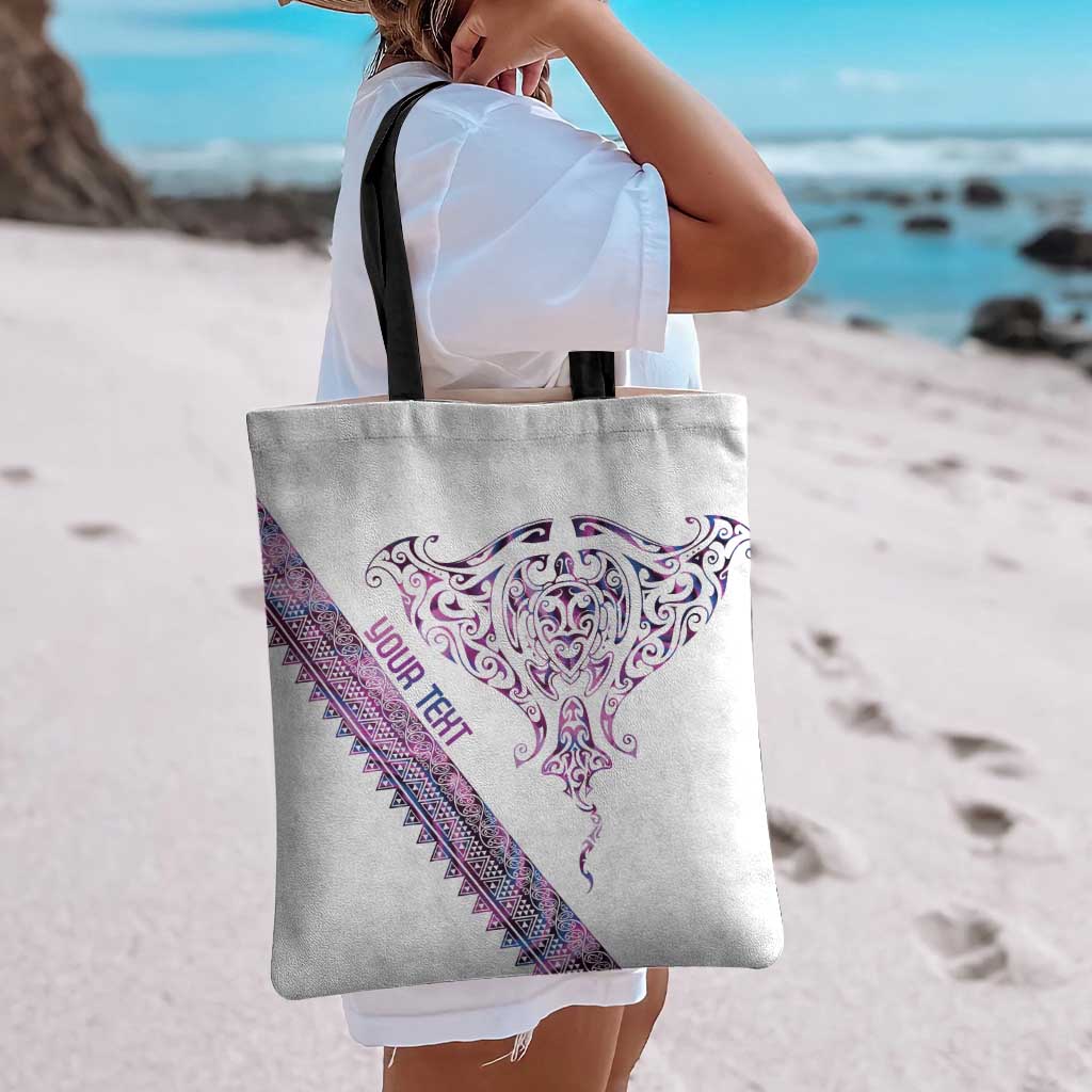 Mawhero Paua shell Kowhaiwhai Taniko Personalised Tote Bag Manta Ray Shark-Turtle Maori Tribal Style LT9 - Polynesian Pride