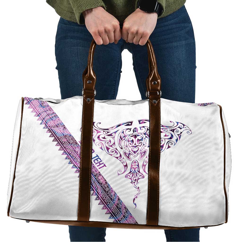 Mawhero Paua shell Kowhaiwhai Taniko Personalised Travel Bag Manta Ray Shark-Turtle Maori Tribal Style LT9 Pink - Polynesian Pride