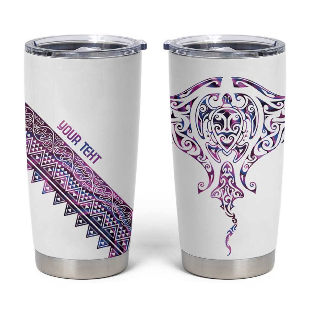 Mawhero Paua shell Kowhaiwhai Taniko Personalised Tumbler Cup Manta Ray Shark-Turtle Maori Tribal Style LT9 Pink - Polynesian Pride