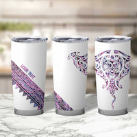 Mawhero Paua shell Kowhaiwhai Taniko Personalised Tumbler Cup Manta Ray Shark-Turtle Maori Tribal Style LT9 - Polynesian Pride