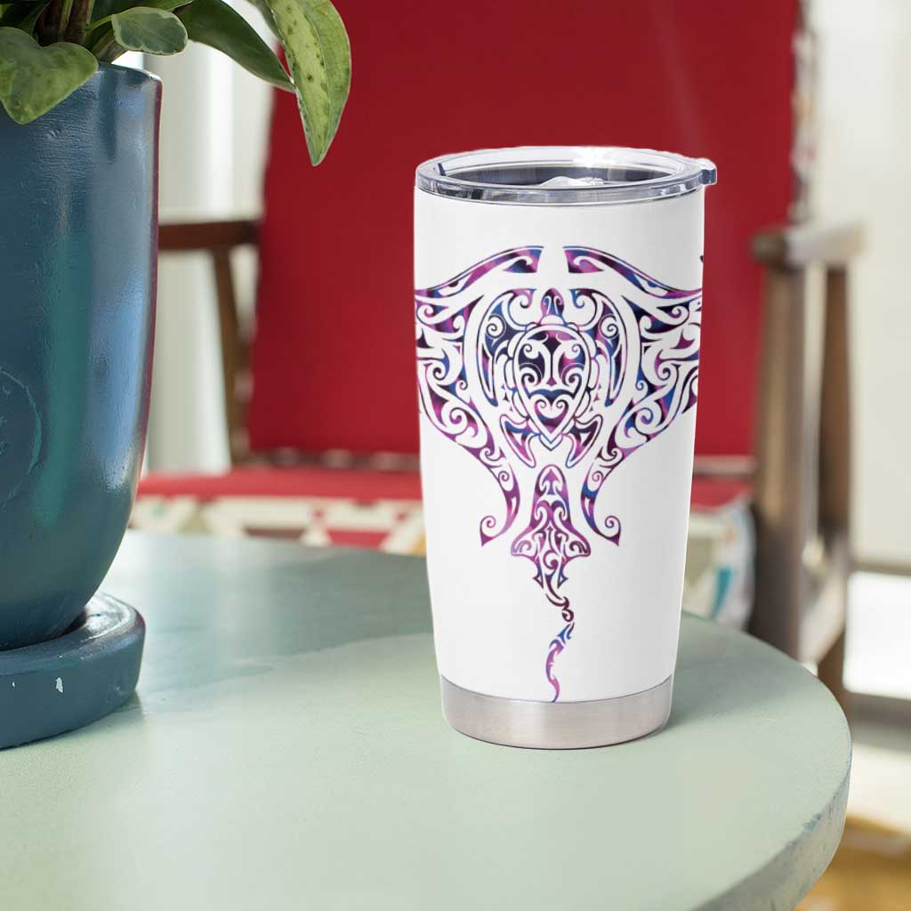 Mawhero Paua shell Kowhaiwhai Taniko Personalised Tumbler Cup Manta Ray Shark-Turtle Maori Tribal Style LT9 - Polynesian Pride