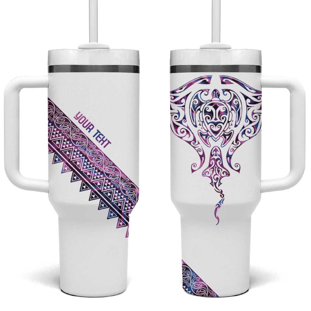 Mawhero Paua shell Kowhaiwhai Taniko Personalised Tumbler With Handle Manta Ray Shark-Turtle Maori Tribal Style LT9 One Size: 40 oz Pink - Polynesian Pride