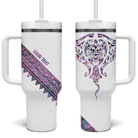 Mawhero Paua shell Kowhaiwhai Taniko Personalised Tumbler With Handle Manta Ray Shark-Turtle Maori Tribal Style LT9 One Size: 40 oz Pink - Polynesian Pride