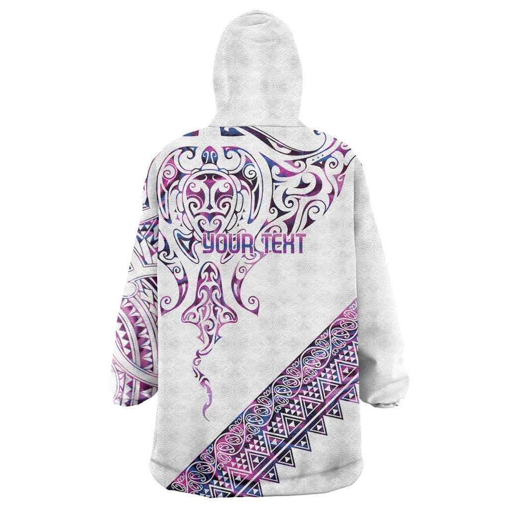 Mawhero Paua shell Kowhaiwhai Taniko Personalised Wearable Blanket Hoodie Manta Ray Shark-Turtle Maori Tribal Style LT9 - Polynesian Pride