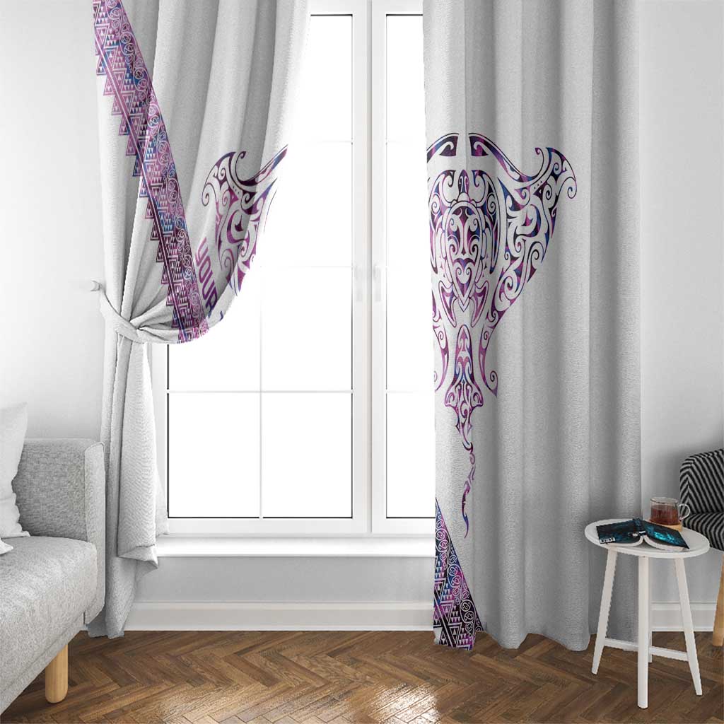 Mawhero Paua shell Kowhaiwhai Taniko Personalised Window Curtain Manta Ray Shark-Turtle Maori Tribal Style LT9 - Polynesian Pride