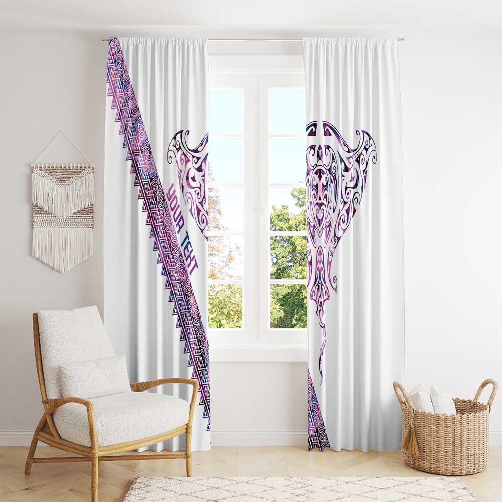 Mawhero Paua shell Kowhaiwhai Taniko Personalised Window Curtain Manta Ray Shark-Turtle Maori Tribal Style LT9 - Polynesian Pride