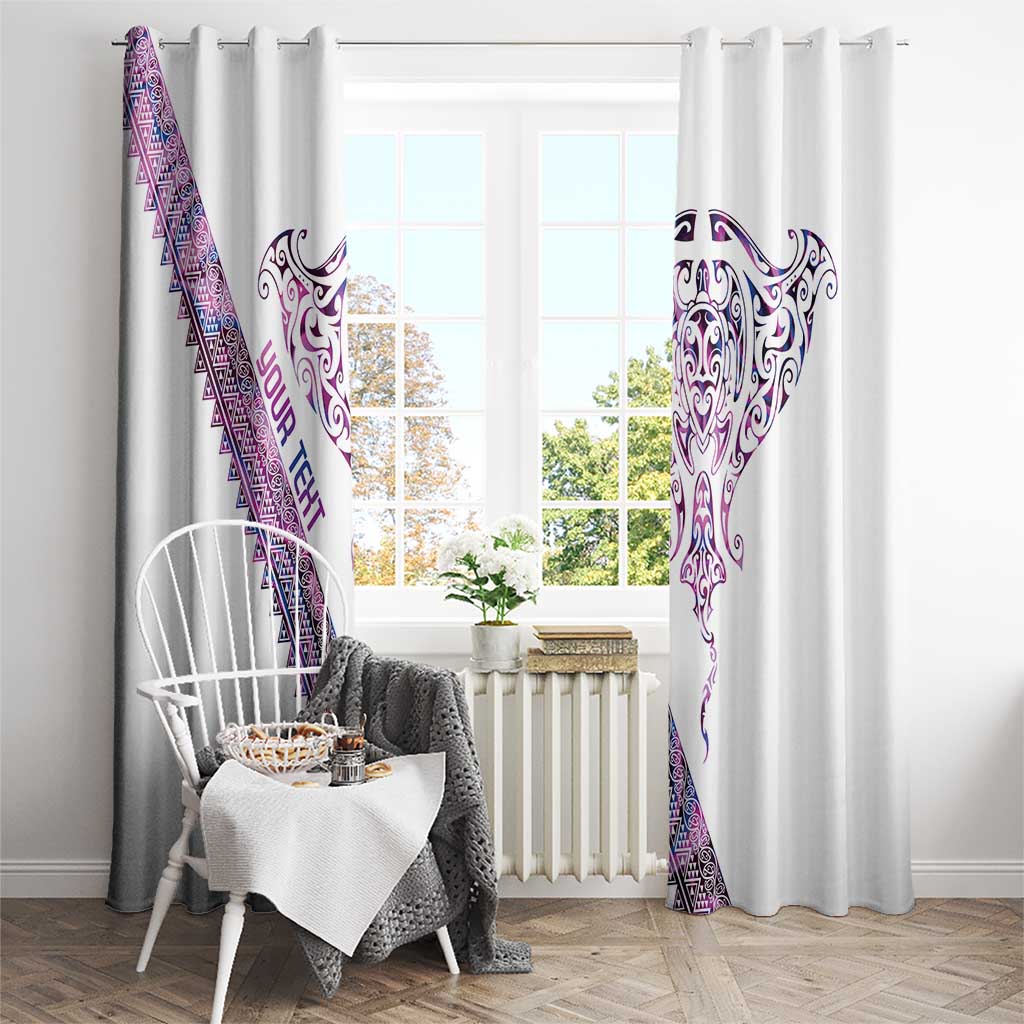 Mawhero Paua shell Kowhaiwhai Taniko Personalised Window Curtain Manta Ray Shark-Turtle Maori Tribal Style LT9 - Polynesian Pride