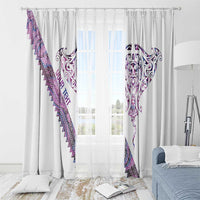 Mawhero Paua shell Kowhaiwhai Taniko Personalised Window Curtain Manta Ray Shark-Turtle Maori Tribal Style LT9 - Polynesian Pride