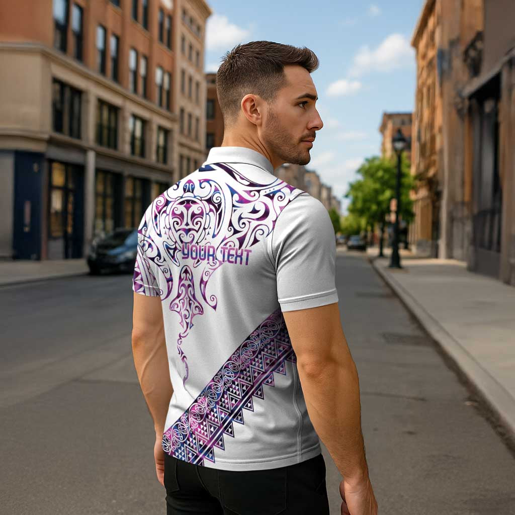 Mawhero Paua shell Kowhaiwhai Taniko Personalised Zipper Polo Shirt Manta Ray Shark-Turtle Maori Tribal Style LT9 - Polynesian Pride