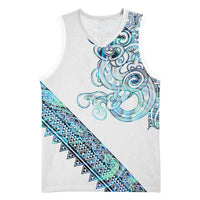 Kahui Whetu Paua shell Kowhaiwhai Taniko Personalised Basketball Jersey Taniwha Maori Tribal Style LT9 Unisex Blue - Polynesian Pride