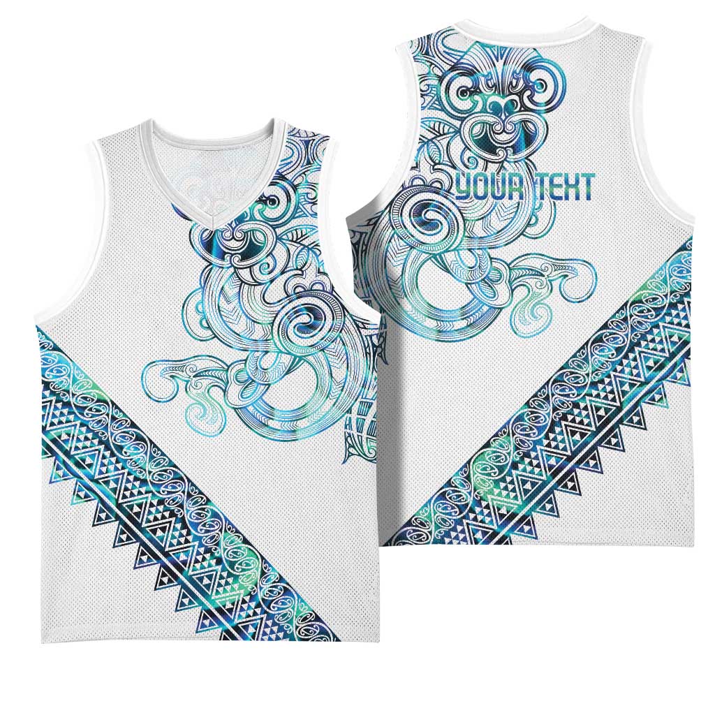 Kahui Whetu Paua shell Kowhaiwhai Taniko Personalised Basketball Jersey Taniwha Maori Tribal Style LT9 - Polynesian Pride