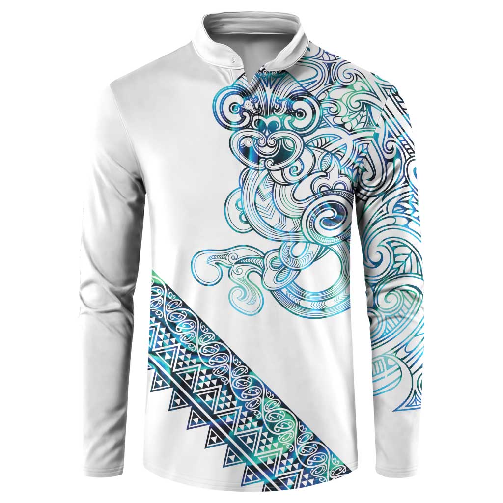 Kahui Whetu Paua shell Kowhaiwhai Taniko Personalised Button Sweatshirt Taniwha Maori Tribal Style LT9 Blue - Polynesian Pride