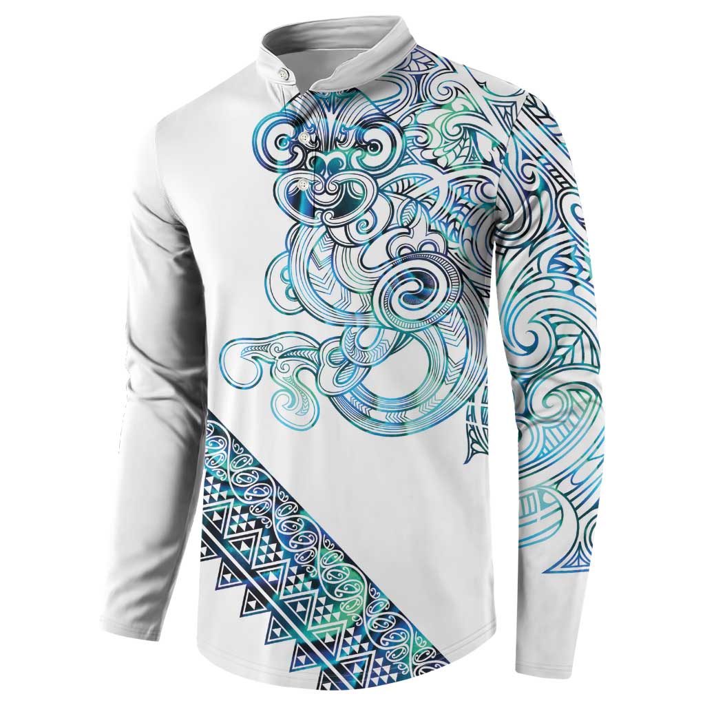 Kahui Whetu Paua shell Kowhaiwhai Taniko Personalised Button Sweatshirt Taniwha Maori Tribal Style LT9 - Polynesian Pride