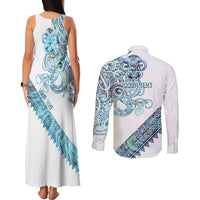 Kahui Whetu Paua shell Kowhaiwhai Taniko Personalised Couples Matching Tank Maxi Dress and Long Sleeve Button Shirt Taniwha Maori Tribal Style LT9 - Polynesian Pride