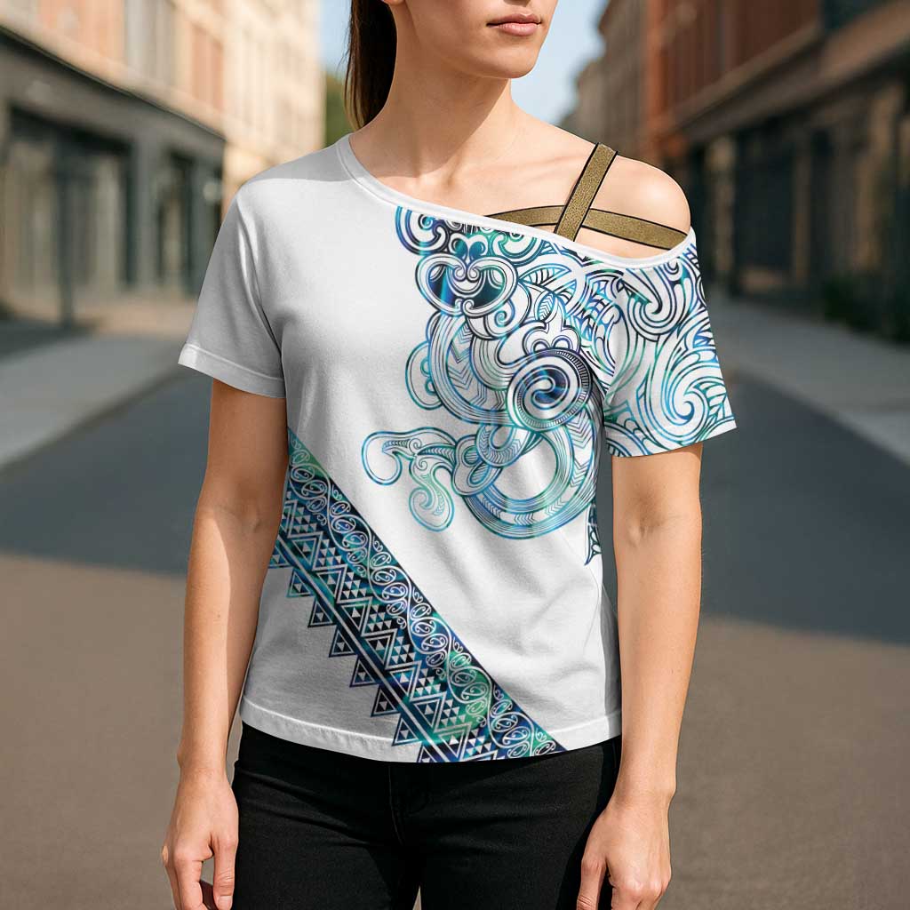 Kahui Whetu Paua shell Kowhaiwhai Taniko Personalised Cross Shoulder Shirt Taniwha Maori Tribal Style LT9 - Polynesian Pride