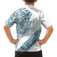 Kahui Whetu Paua shell Kowhaiwhai Taniko Personalised Family Matching Long Sleeve Bodycon Dress and Hawaiian Shirt Taniwha Maori Tribal Style LT9 - Polynesian Pride