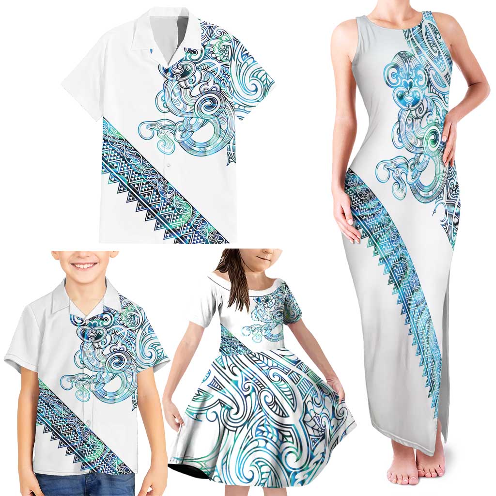 Kahui Whetu Paua shell Kowhaiwhai Taniko Personalised Family Matching Tank Maxi Dress and Hawaiian Shirt Taniwha Maori Tribal Style LT9 - Polynesian Pride