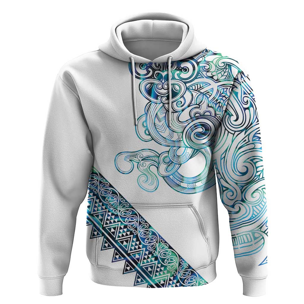Kahui Whetu Paua shell Kowhaiwhai Taniko Personalised Hoodie Taniwha Maori Tribal Style LT9 Pullover Hoodie Blue - Polynesian Pride