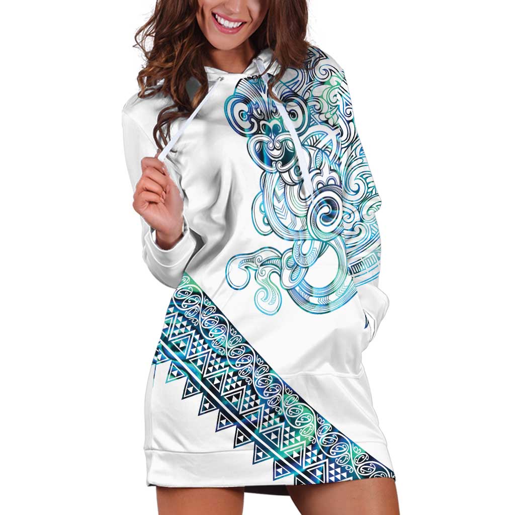 Kahui Whetu Paua shell Kowhaiwhai Taniko Personalised Hoodie Dress Taniwha Maori Tribal Style LT9 Blue - Polynesian Pride