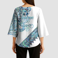 Kahui Whetu Paua shell Kowhaiwhai Taniko Personalised Kimono Sleeve Blouse Taniwha Maori Tribal Style LT9 - Polynesian Pride