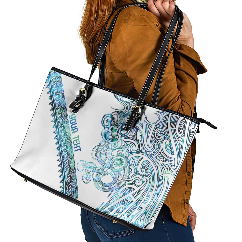 Kahui Whetu Paua shell Kowhaiwhai Taniko Personalised Leather Tote Bag Taniwha Maori Tribal Style LT9 - Polynesian Pride