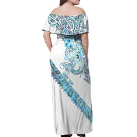 Kahui Whetu Paua shell Kowhaiwhai Taniko Personalised Off Shoulder Maxi Dress Taniwha Maori Tribal Style LT9 - Polynesian Pride