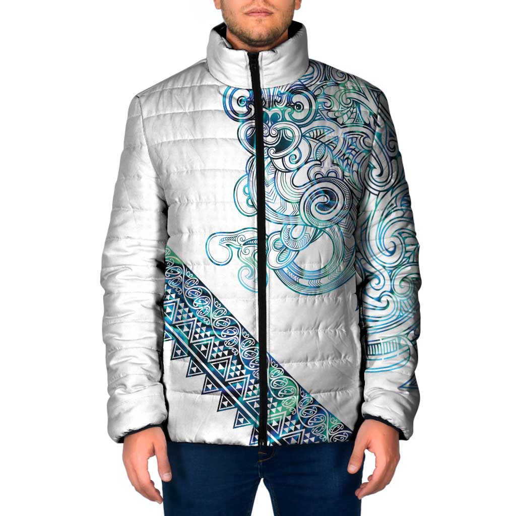 Kahui Whetu Paua shell Kowhaiwhai Taniko Personalised Padded Jacket Taniwha Maori Tribal Style