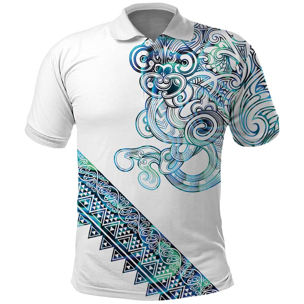 Kahui Whetu Paua shell Kowhaiwhai Taniko Personalised Polo Shirt Taniwha Maori Tribal Style LT9 Blue - Polynesian Pride