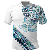 Kahui Whetu Paua shell Kowhaiwhai Taniko Personalised Polo Shirt Taniwha Maori Tribal Style LT9 Blue - Polynesian Pride