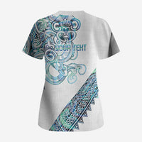 Kahui Whetu Paua shell Kowhaiwhai Taniko Personalised Scrub Top Taniwha Maori Tribal Style