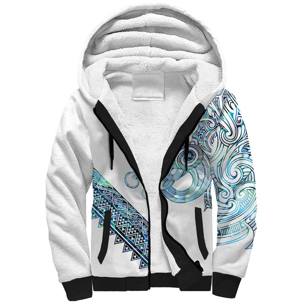 Kahui Whetu Paua shell Kowhaiwhai Taniko Personalised Sherpa Hoodie Taniwha Maori Tribal Style