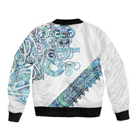 Kahui Whetu Paua shell Kowhaiwhai Taniko Personalised Sleeve Zip Bomber Jacket Taniwha Maori Tribal Style