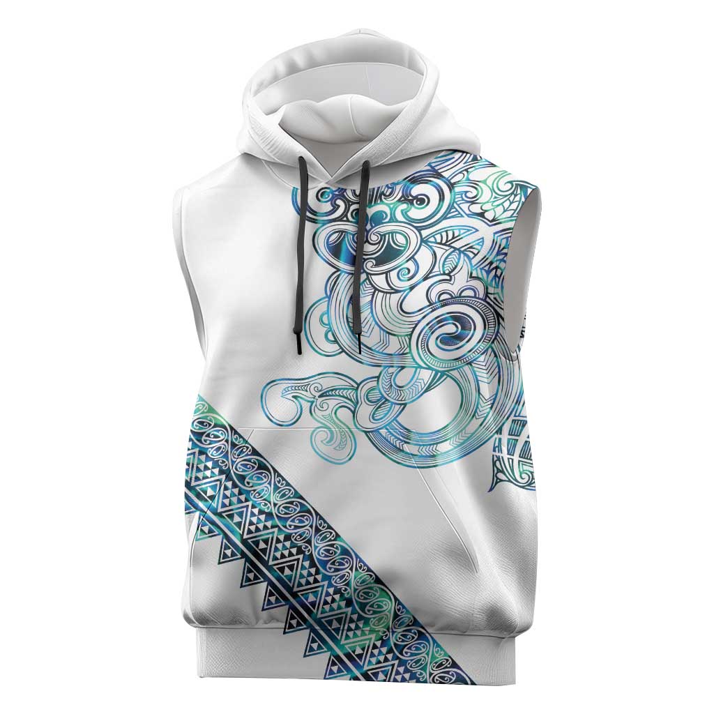 Kahui Whetu Paua shell Kowhaiwhai Taniko Personalised Sleeveless Hoodie Taniwha Maori Tribal Style LT9 Blue - Polynesian Pride
