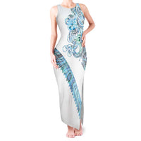 Kahui Whetu Paua shell Kowhaiwhai Taniko Personalised Tank Maxi Dress Taniwha Maori Tribal Style LT9 Women Blue - Polynesian Pride