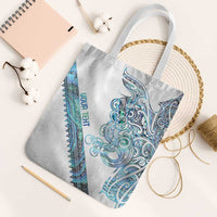 Kahui Whetu Paua shell Kowhaiwhai Taniko Personalised Tote Bag Taniwha Maori Tribal Style LT9 White Strap One Size Blue - Polynesian Pride