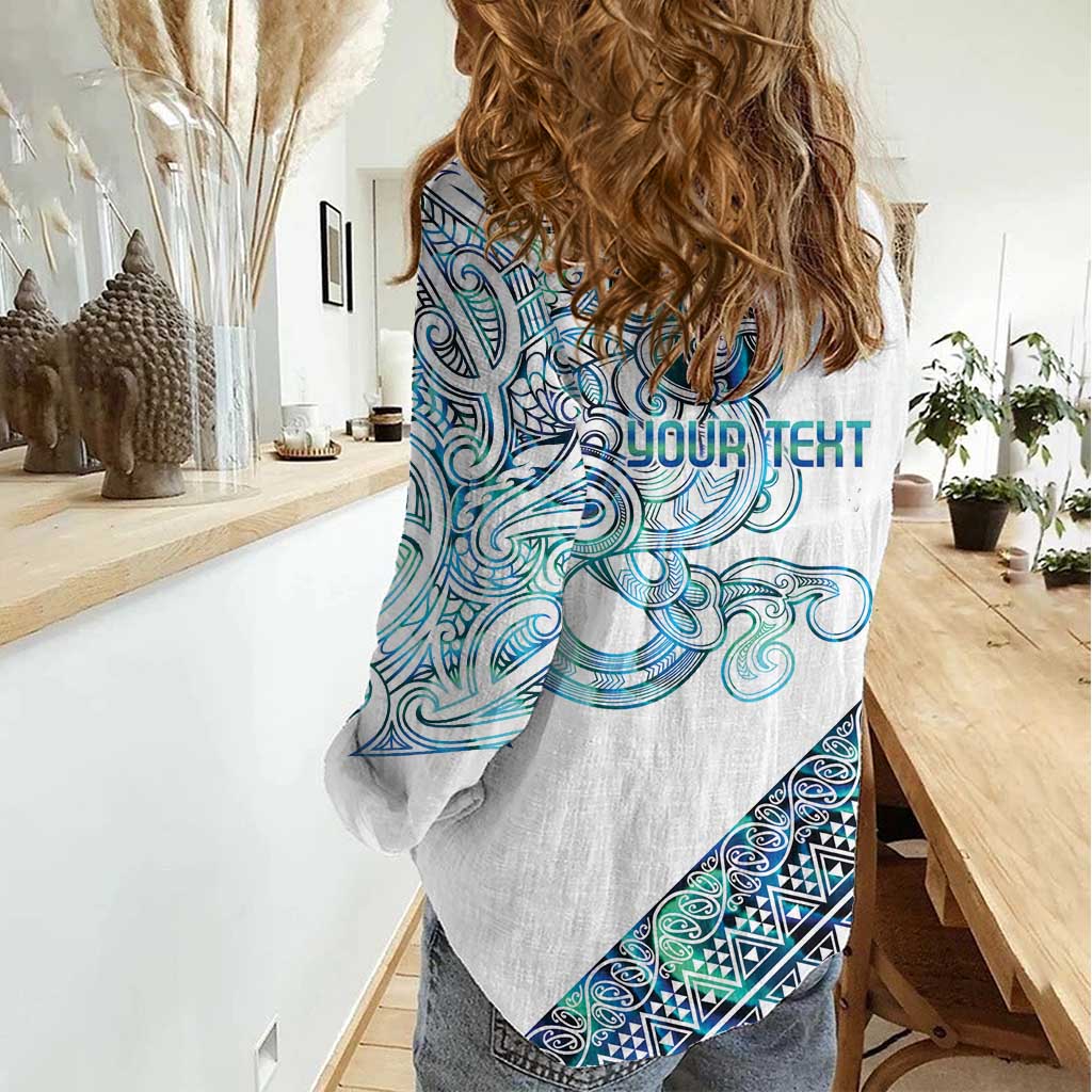 Kahui Whetu Paua shell Kowhaiwhai Taniko Personalised Women Casual Shirt Taniwha Maori Tribal Style LT9 - Polynesian Pride