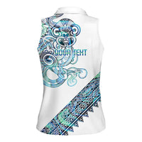 Kahui Whetu Paua shell Kowhaiwhai Taniko Personalised Women Sleeveless Polo Shirt Taniwha Maori Tribal Style LT9 - Polynesian Pride