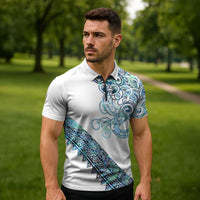 Kahui Whetu Paua shell Kowhaiwhai Taniko Personalised Zipper Polo Shirt Taniwha Maori Tribal Style LT9 - Polynesian Pride