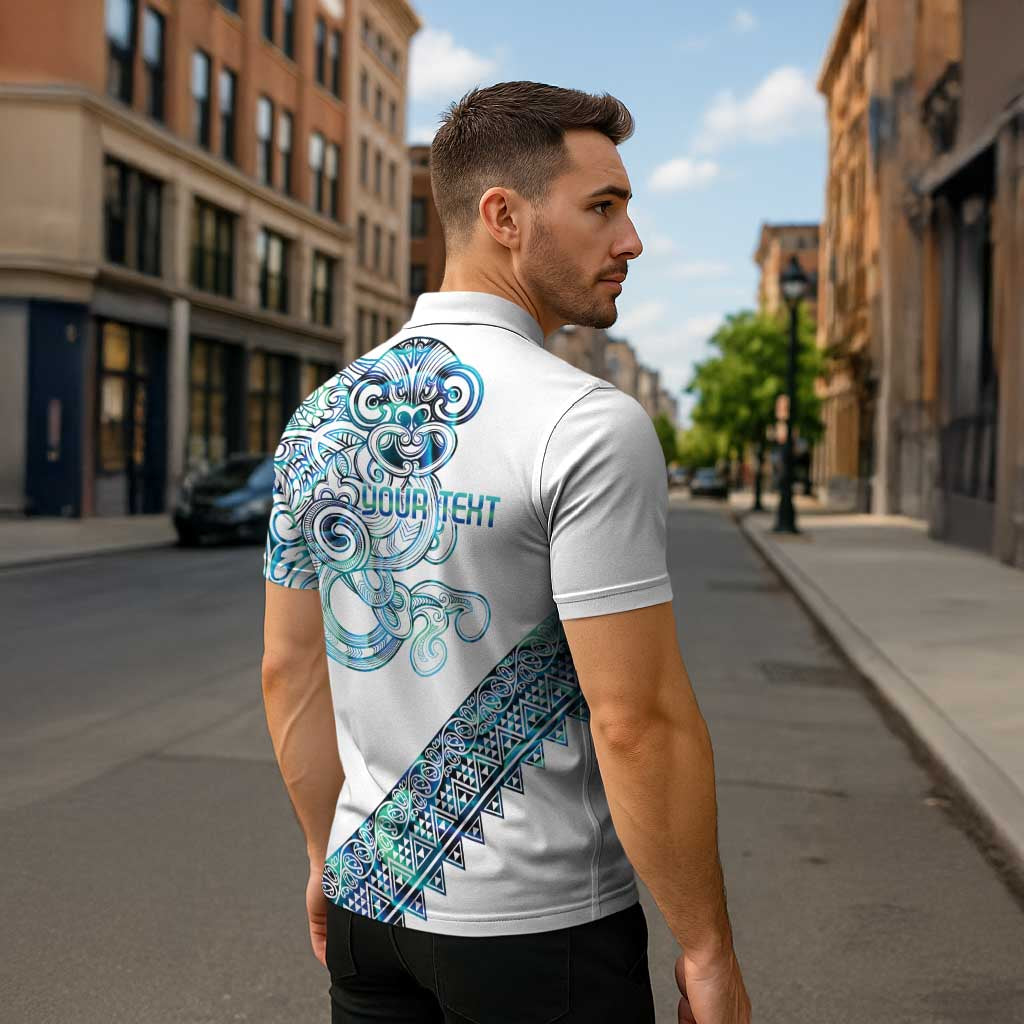 Kahui Whetu Paua shell Kowhaiwhai Taniko Personalised Zipper Polo Shirt Taniwha Maori Tribal Style LT9 - Polynesian Pride