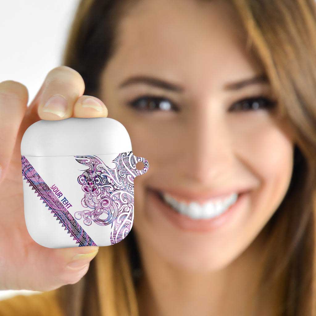 Mawhero Paua shell Kowhaiwhai Taniko Personalised AirPods Case Taniwha Maori Tribal Style LT9 - Polynesian Pride