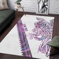 Mawhero Paua shell Kowhaiwhai Taniko Personalised Area Rug Taniwha Maori Tribal Style LT9 Pink - Polynesian Pride