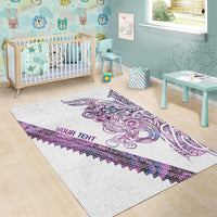 Mawhero Paua shell Kowhaiwhai Taniko Personalised Area Rug Taniwha Maori Tribal Style LT9 - Polynesian Pride