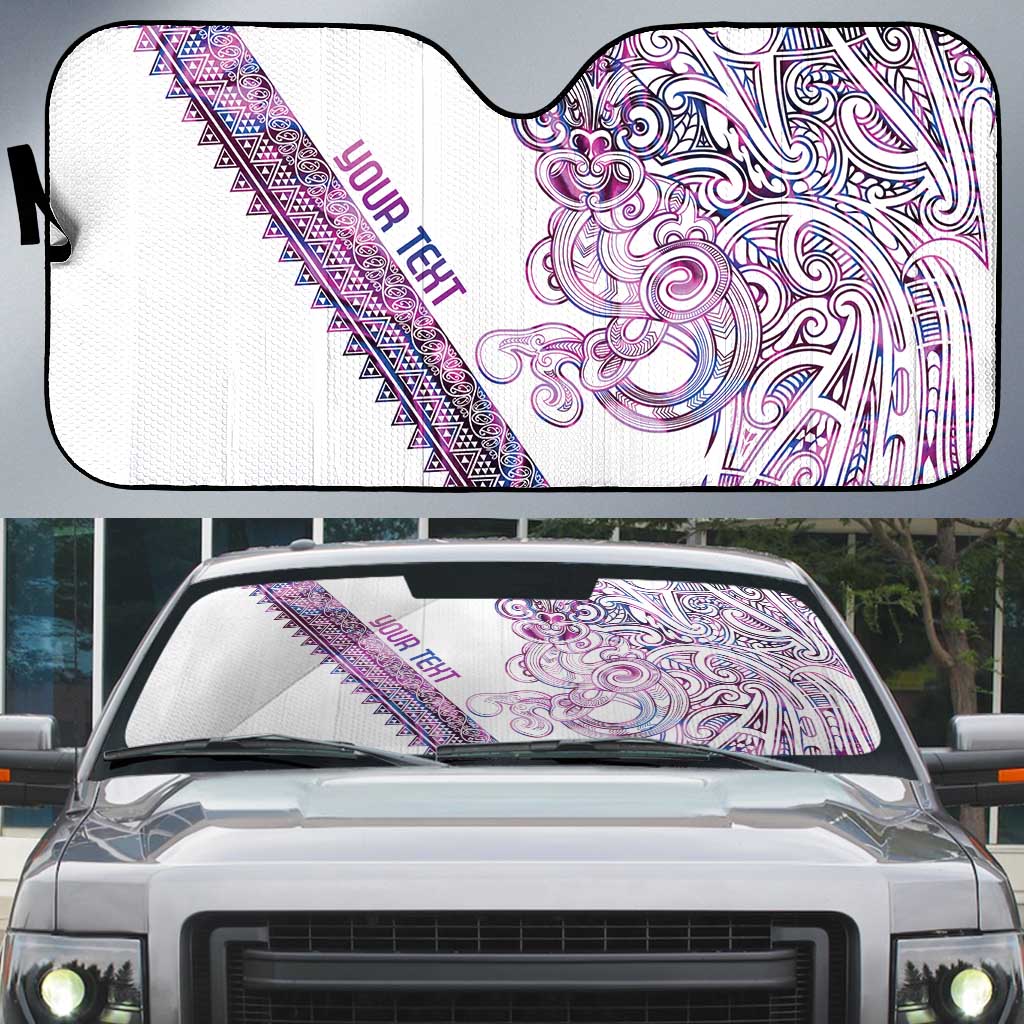 Mawhero Paua shell Kowhaiwhai Taniko Personalised Auto Sun Shade Taniwha Maori Tribal Style