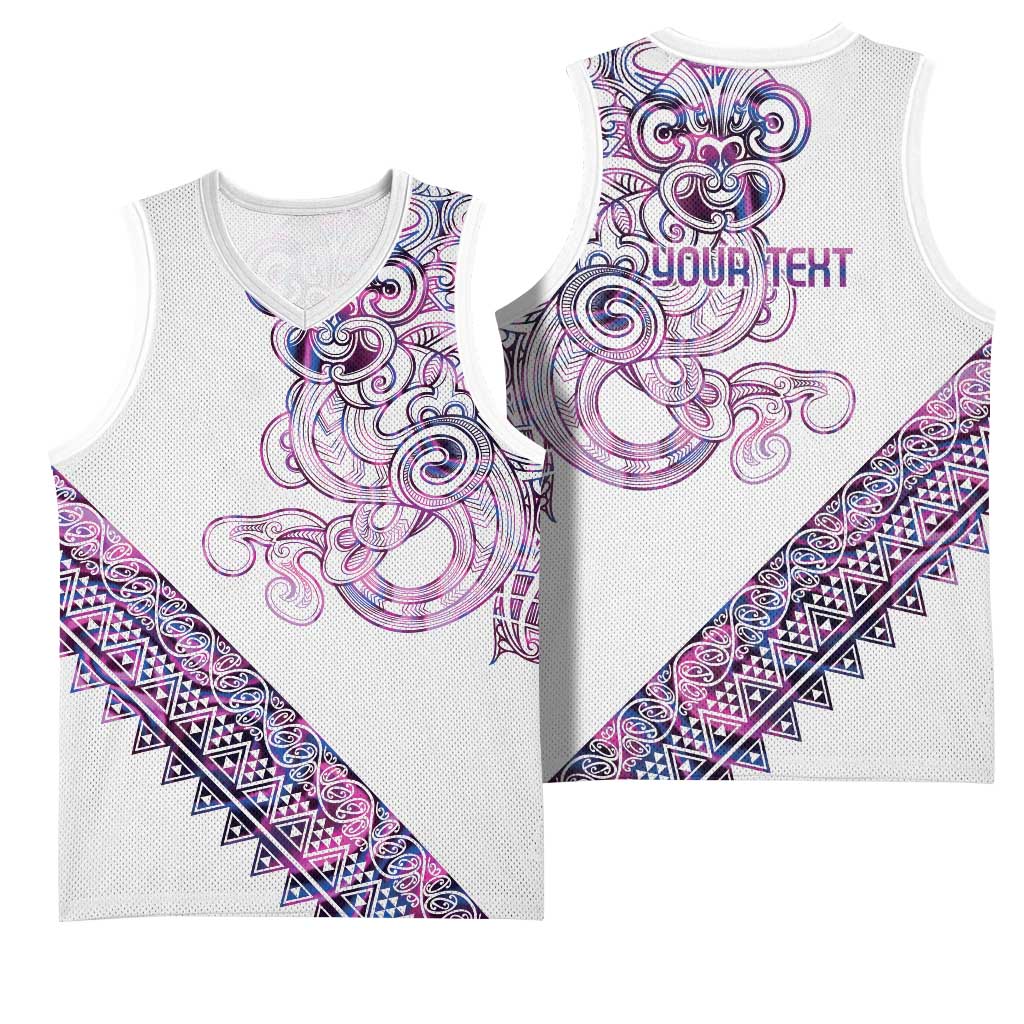 Mawhero Paua shell Kowhaiwhai Taniko Personalised Basketball Jersey Taniwha Maori Tribal Style LT9 - Polynesian Pride