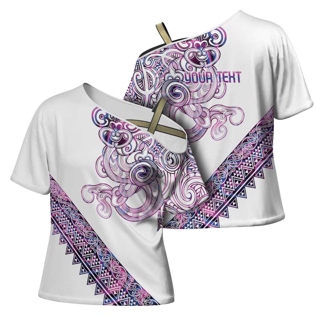 Mawhero Paua shell Kowhaiwhai Taniko Personalised Cross Shoulder Shirt Taniwha Maori Tribal Style LT9 - Polynesian Pride