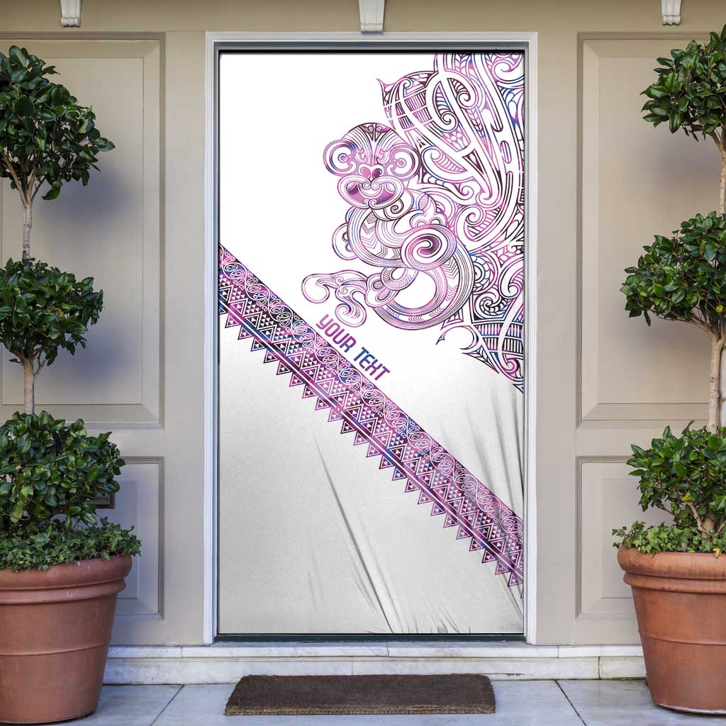 Mawhero Paua shell Kowhaiwhai Taniko Personalised Door Cover Taniwha Maori Tribal Style LT9 Pink - Polynesian Pride
