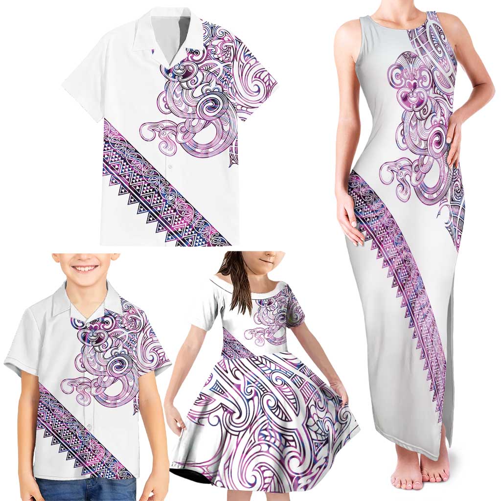 Mawhero Paua shell Kowhaiwhai Taniko Personalised Family Matching Tank Maxi Dress and Hawaiian Shirt Taniwha Maori Tribal Style LT9 - Polynesian Pride
